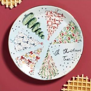 Anthropologie designer Susannah Garrod 'Tis The Season Dessert Plate, NWT in box